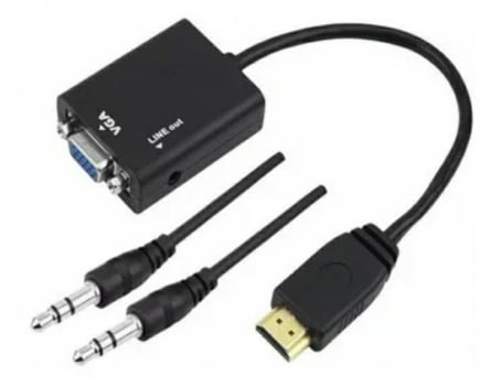 Cabo Adaptador Conversor HDMI para VGA com Saída P2 de áudio