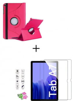 Kit Capa Giratória Rosa Tablet Samsung Galaxy Tab A7 T500/T505  + Pélicula de Vidro 10.4 (2020).